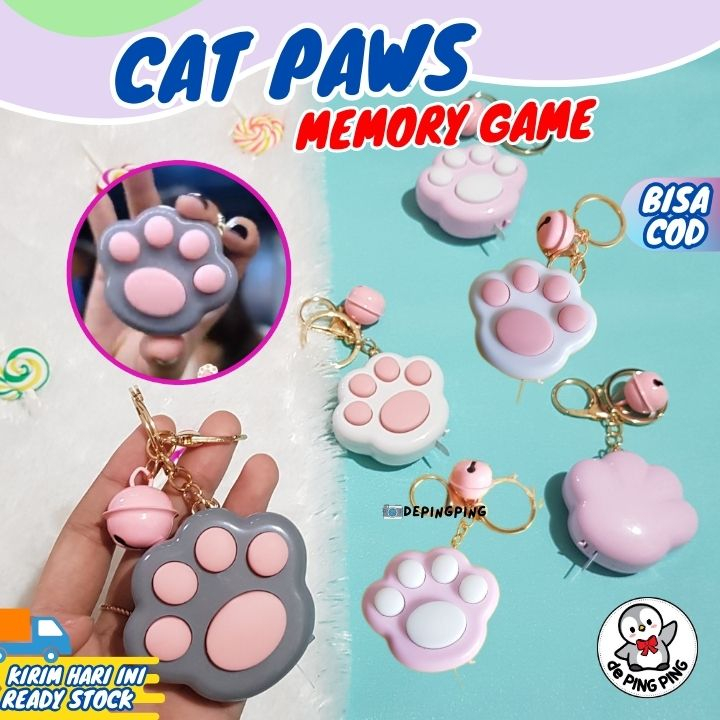 Fidget Toy Lovely Portable Funny Cat Paw Push Fidget Game Keychain Mainan Musik Mini Anak-anak/ Gant