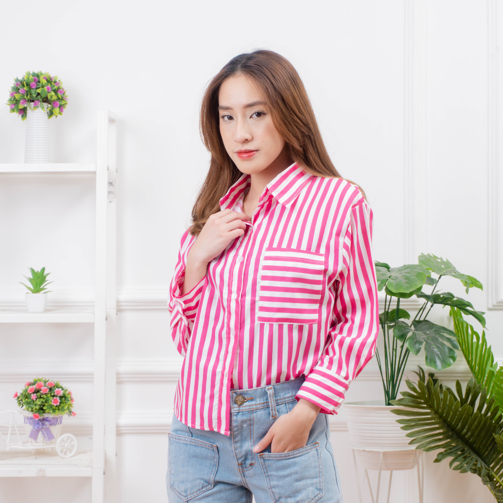 IL - VENYA OVERSIZE STRIPE SHIRT / ATASAN KEMEJA WANITA SALUR