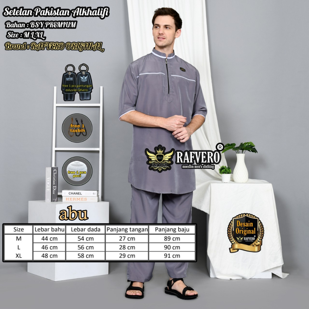 Setelan kurta pakistan laki laki dewasa / koko gamis pria dewasa original RAFVERO - bonus peci dan tasbih !!