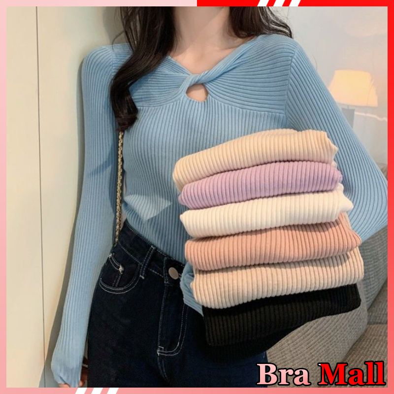 【 Bra Mall 】BJ-037 Pakaian Wanita Baju Atasan Lengan Panjang Import Manset Baju Wanita Premium Sweater Model Cantik Inner Ijab