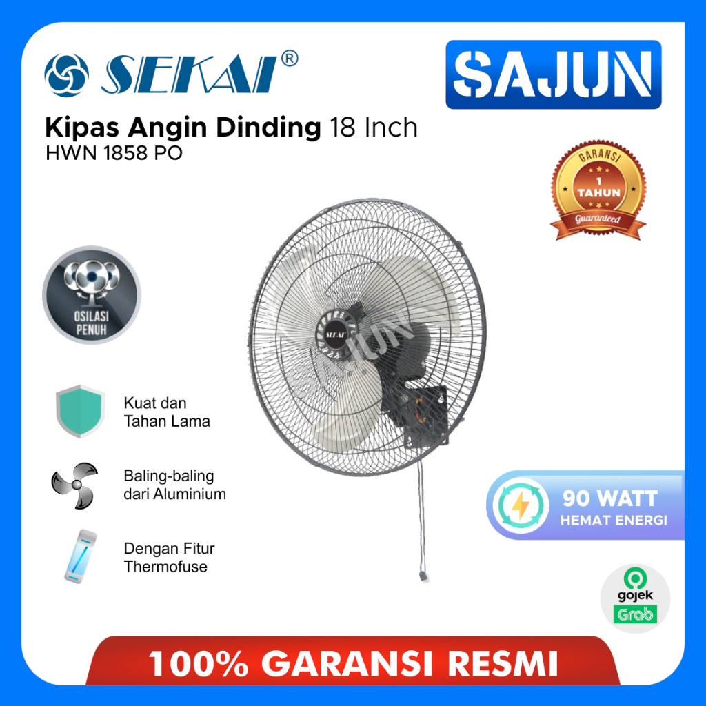 Sekai Kipas Angin Dinding 18 Inch HWN 1858 PO / HWN1858PO Wall Fan