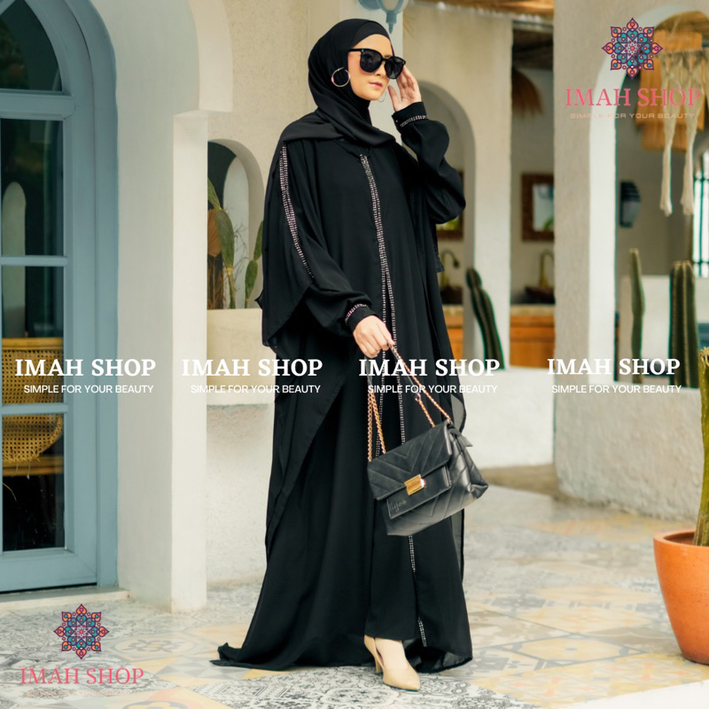 NEW EXCLUSIVE ABAYA TURKEY KAFTAN DUBAI OUTHER SAUDI 2IN1 MATA Swarovski ORI #abayaturkey #kaftan #abaya #abayablink kaames  812