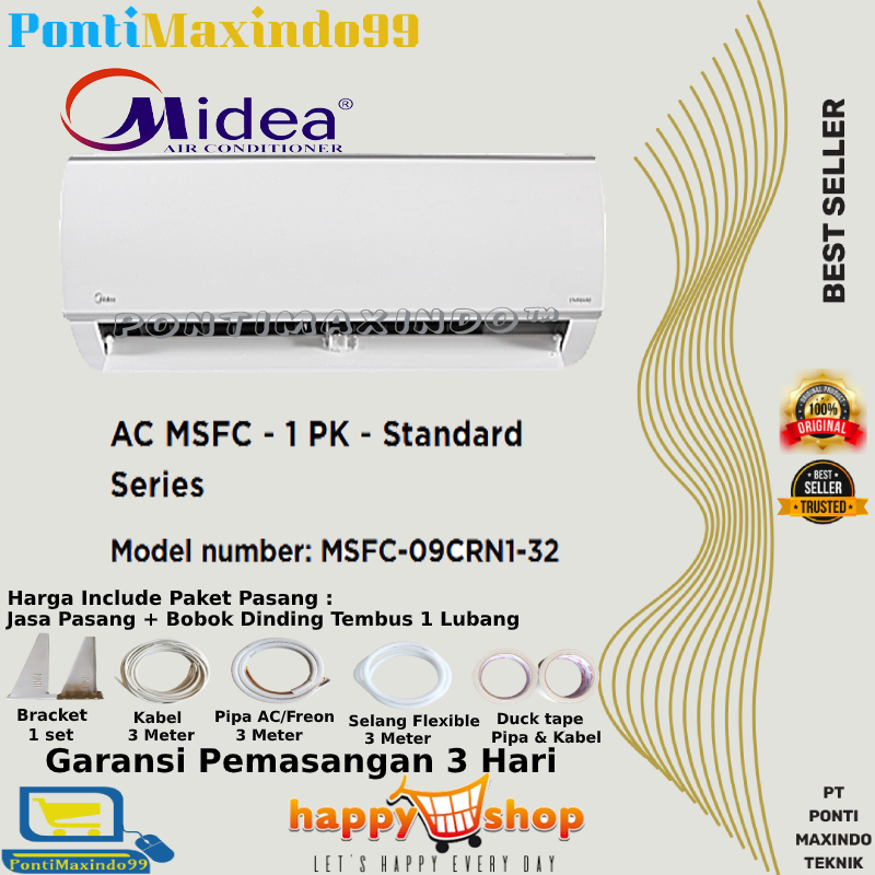 AC SPLIT LOW WATT MIDEA MSAF-09CRN2X1 PK PLUS PASANG