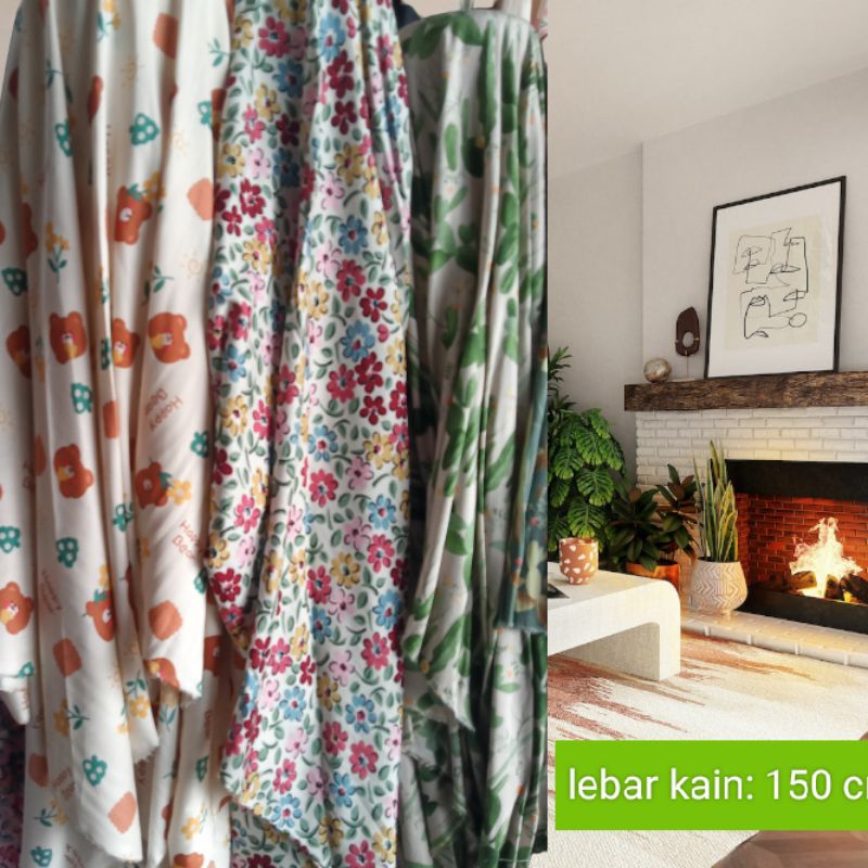 kain rayon viscose premium motif meteran bahan gamis daster mukena baju wanita anak