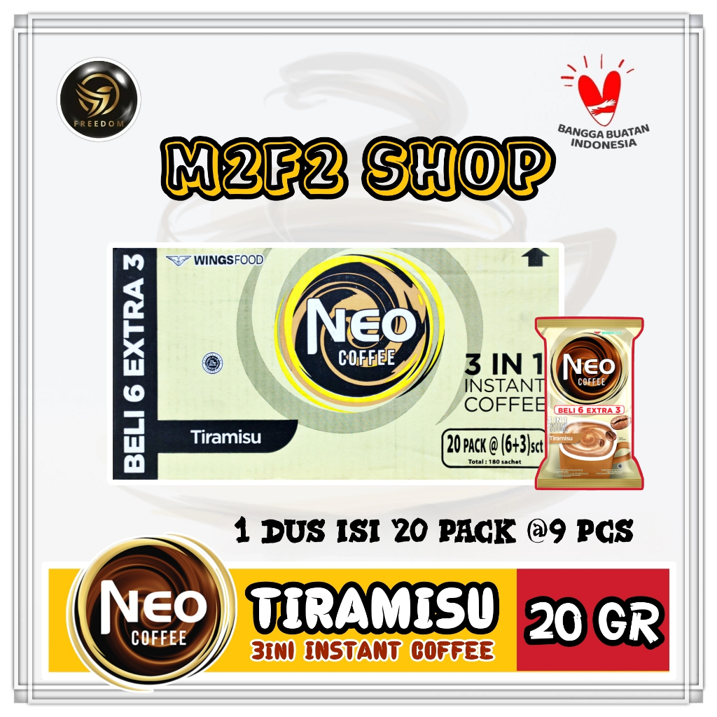 

Kopi Neo Coffee Tiramisu 3in1 Sachet | Pack MT - 20 gr (Kemasan Karton)