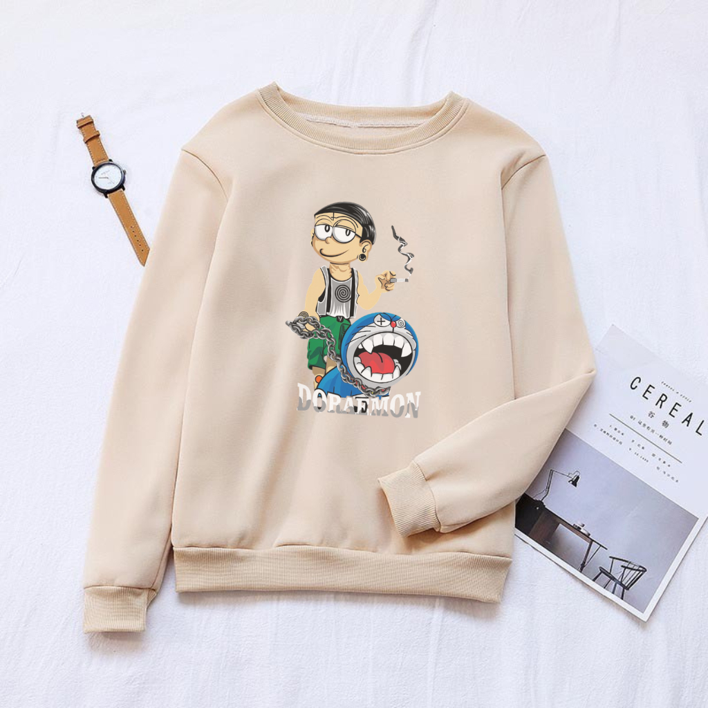 Sweater Crewnek Pria Terbaru Motif Keren/Cream Simpel Sweater Cream Crewneck