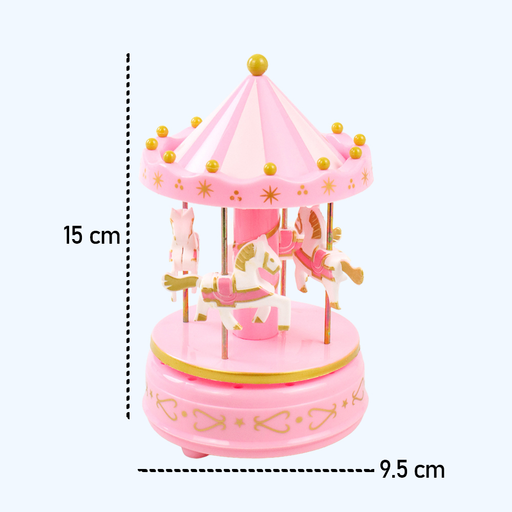 Kotak Musik Merry Go Round Musical Box Carousel  - Pink