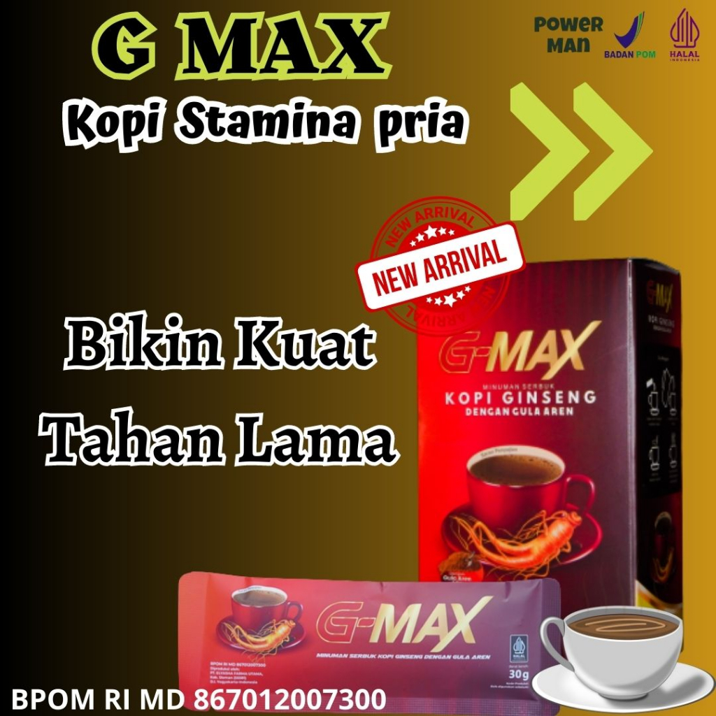 

Kopi Kuat Pria Tahan Lama G-MAX Penambah Stamina Pria Dewasa 100% extra gingseng original tanpa efek samping Aman Sudah BPOM