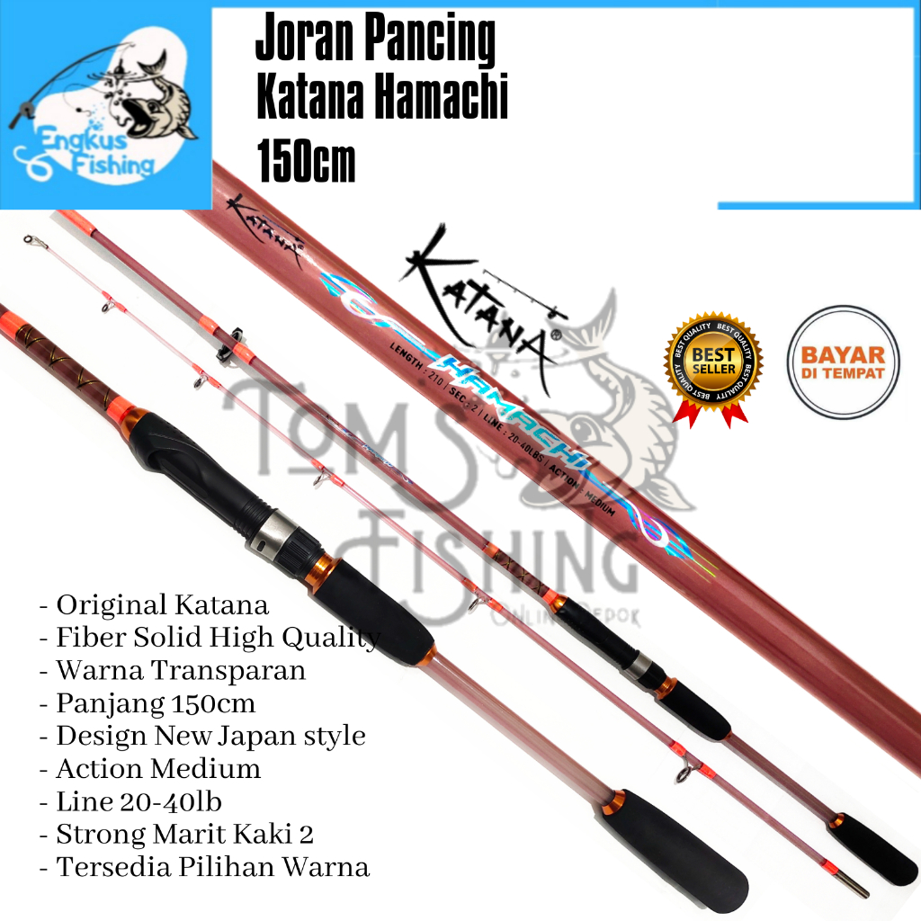 Joran Pancing Katana Hamachi 150cm Transparan Fiber Solid (Marit Kaki 2) Lentur Murah - Engkus Fishing