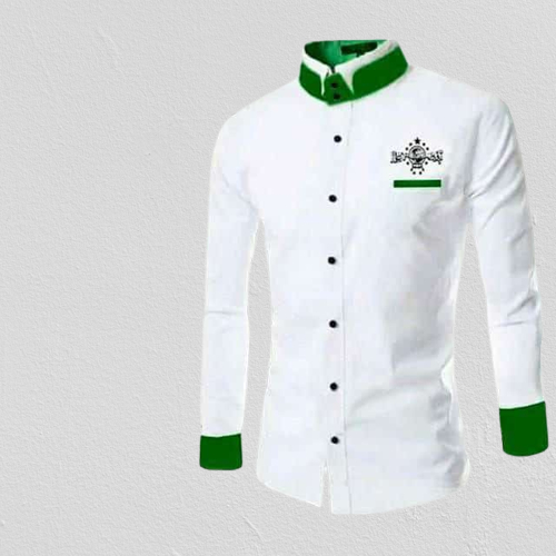 Nazilla Batik - Kemeja Koko NU Tebal Pria Lengan Panjang Putih Varian Hitam Model Terbaru
