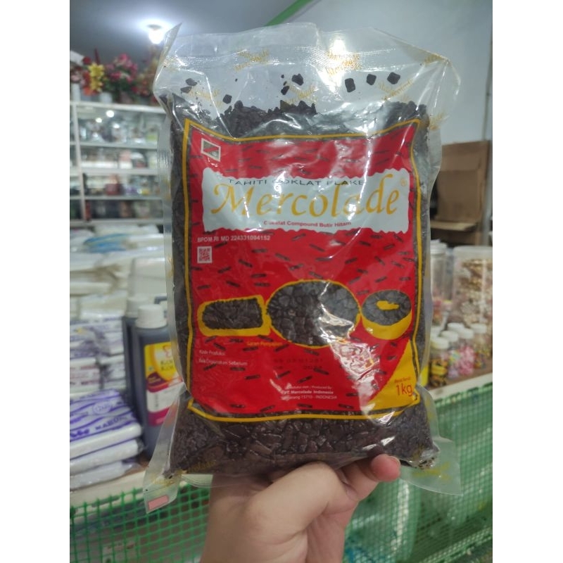 Mercolade Tahiti Coklat Flake (1kg, 500gr, dan 250gr) / Butiran coklat Flakes / Topping kue / dessert