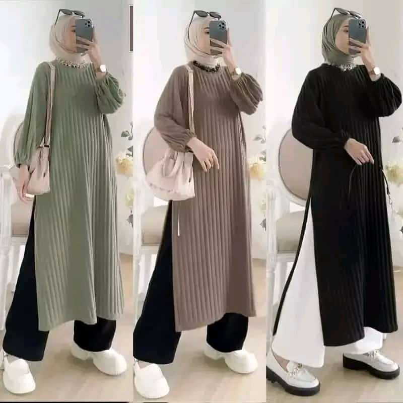 Dress Knit Hornet Bisa Jumbo Gamis Rajut Casual Wanita Terbaru