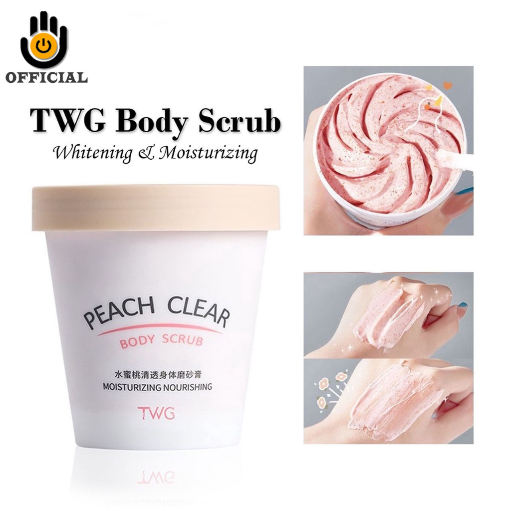 Body Scrub TWG Peach Clear Pembersih Kulit Persik Pemutih Badan Permanen