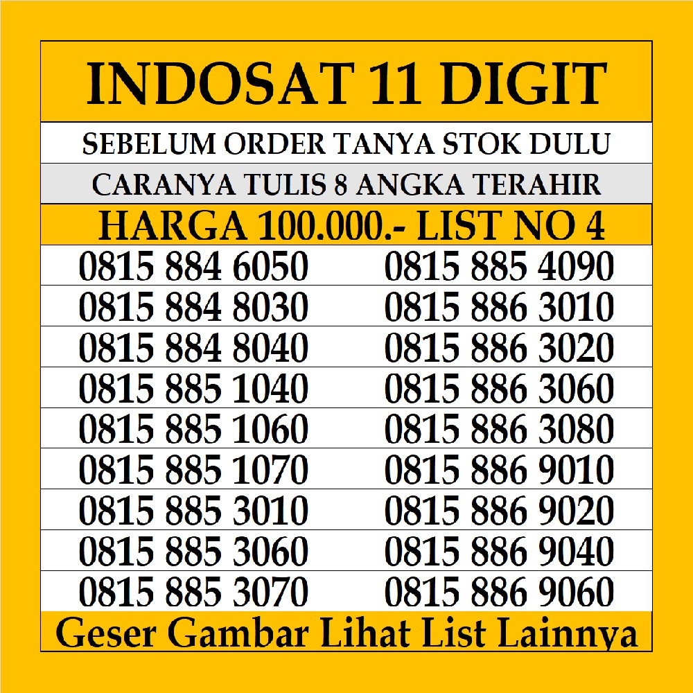 SUPER PROMO NOMOR CANTIK INDOSAT OOREDOO IM3 11 DAN 10 DIGIT KARTU PERDANA