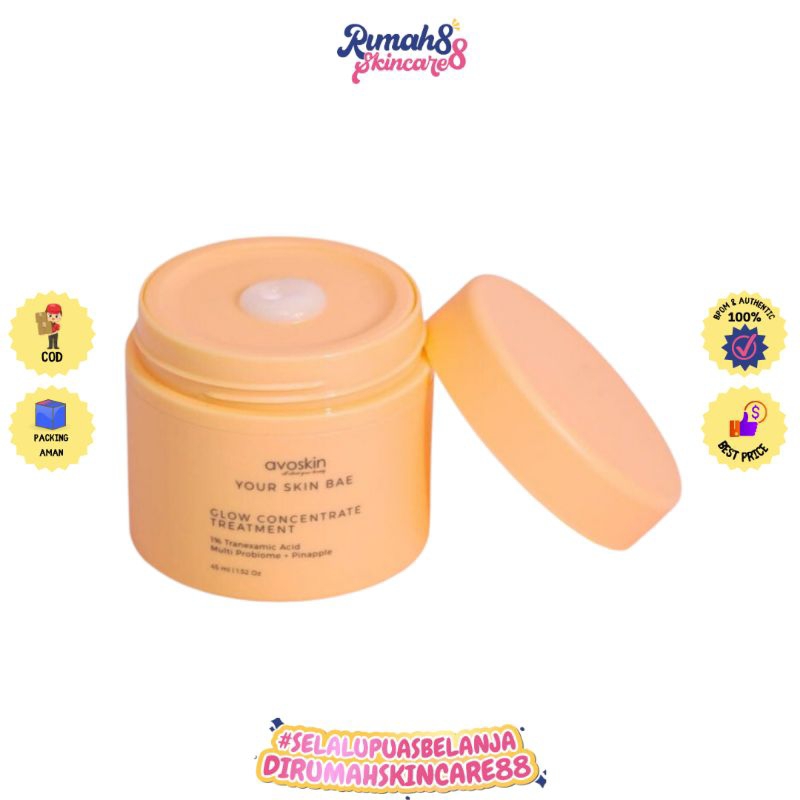 AVOSKIN Your Skin Bae Glow Concentrate Treatment 1% Tranexamic Acid + Multi Probiome + Pineapple (45 ml) Moisturizer Gel Pelembab