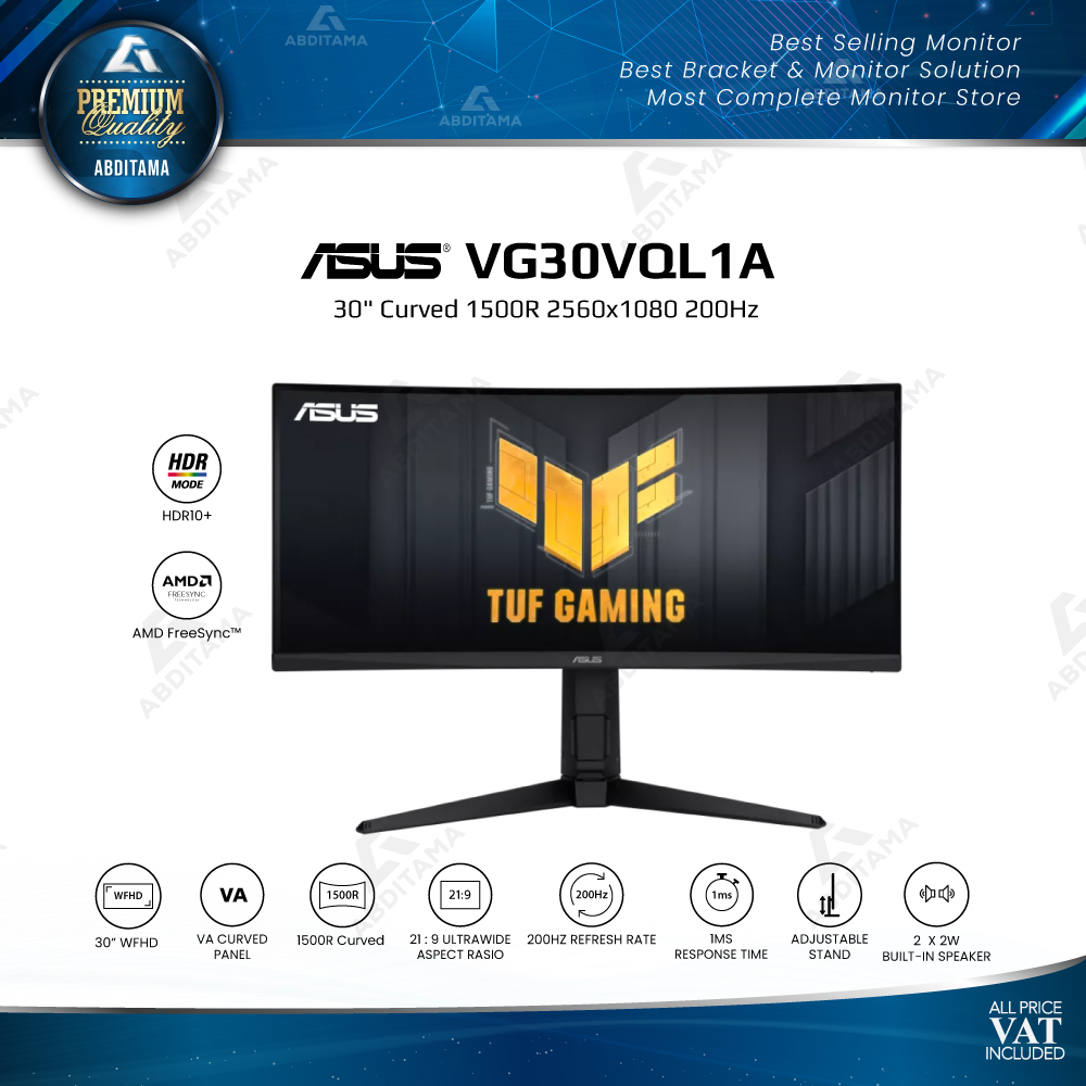 Monitor LED Ultrawide ASUS VG30VQL1A 30&quot; Curved 1500R 2560x1080 200Hz