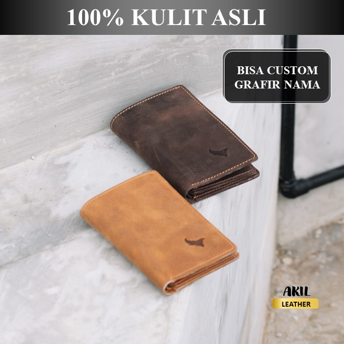 Dompet Lipat Pria Branded Egls Vasto Leather Wallet Model 3/4 Bahan 100% Kulit Sapi Asli Original Premium Cowok Keren Terbaru