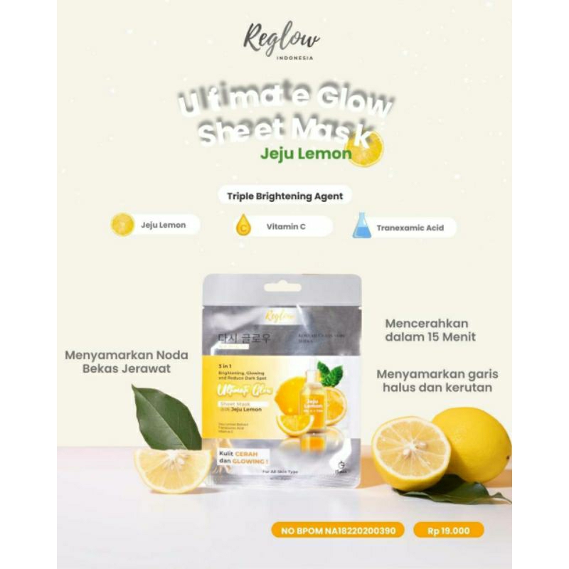 [COD bisa] 05 Masker wajah reglow skincare Glowing Skin Treatment Korean Glass Skin Ultimate Glow Series by dr. Shindy Ori BPOM melembabkan mencerahkan seketika Stokis sumbar Reglowpadang Padang Sumbar Sumatera Barat