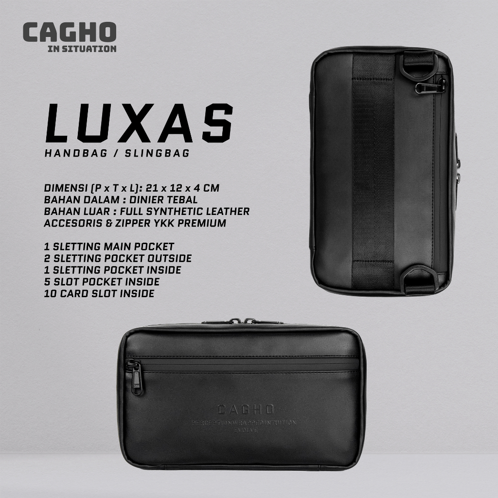 CAGHO I Luxas Handbag I Handbag Pria I Clucth Bag Pria Wanita I Slingbag Pria Waterproof