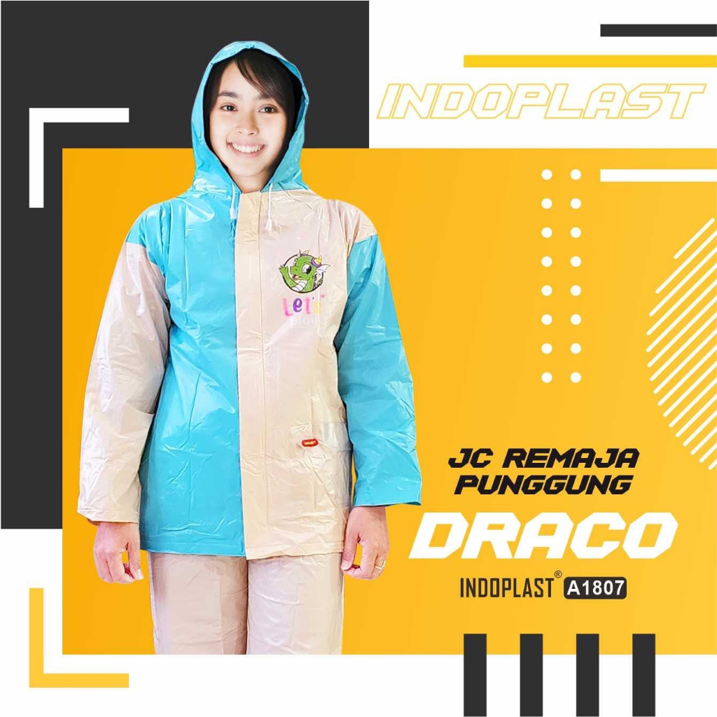 Jas Hujan Anak Remaja Jaket Celana Backpack Indoplast Draco