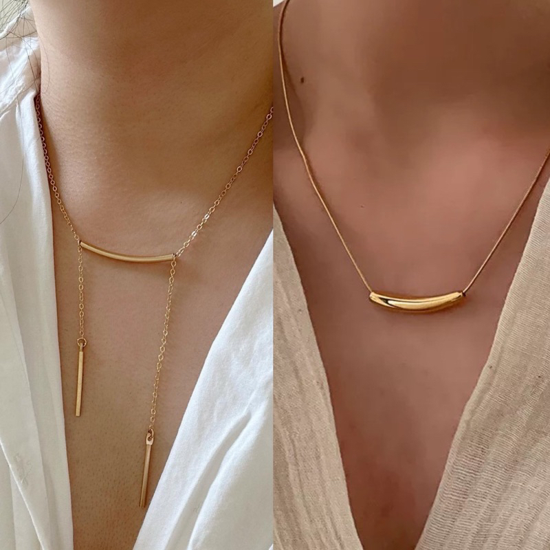 Ark.co - Malika Necklace (basic &amp; drop) kalung bean simple curve minimalist