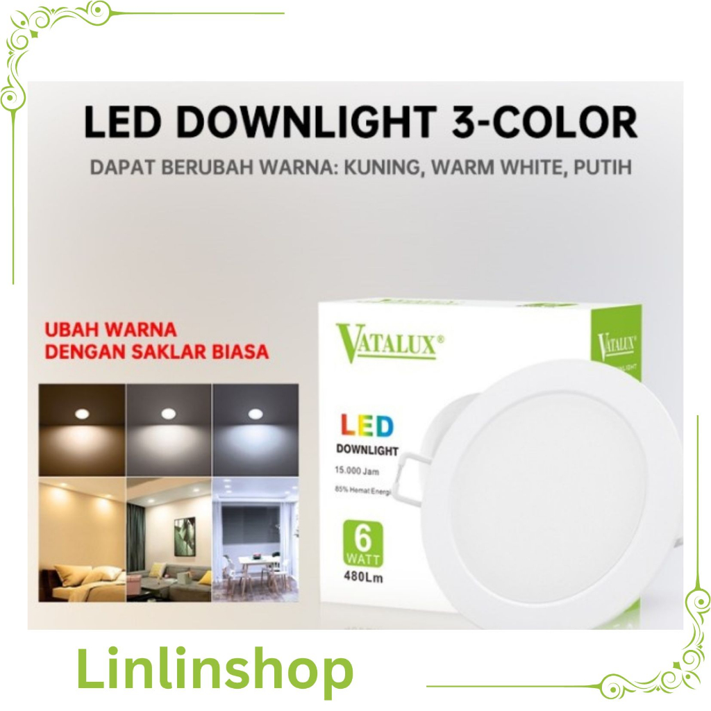 LED Downlight 3-Color 6W Ubah Warna / Lampu Panel IB