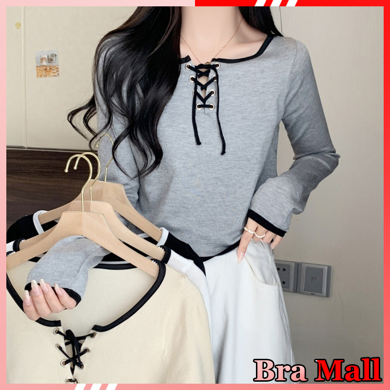 【 Bra Mall 】BJ-048  Blouse Knit Korean Style Premium Import Rajut Adem dan Tebal | Atasan Knit Korean Style Import Student