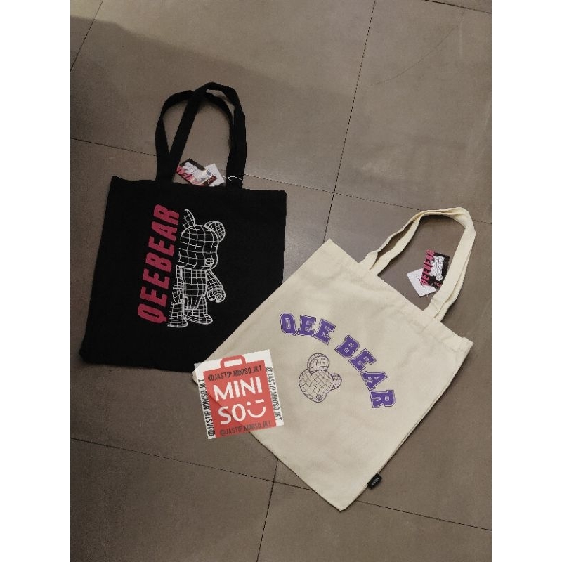 MINISO 🆕 QEE BEAR Electric Cool Shopping Bag / Tote Bag QEE BEAR (sz.34x40cm)