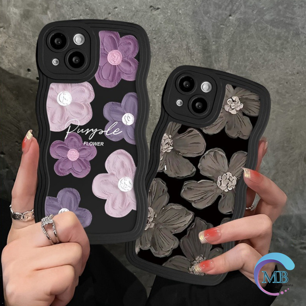 SS833 SOFTCASE SILIKON CASE CASING PURPLE FLOWER OIL PAINTING FOR VIVO Y83 Y91 Y93 Y91 Y91C Y1S  V5 V5S V5LITE Y66 Y67 V7+ V20 V21E V21 V25 V25E V25 V27 PRO S16 V27E S16E MB8164
