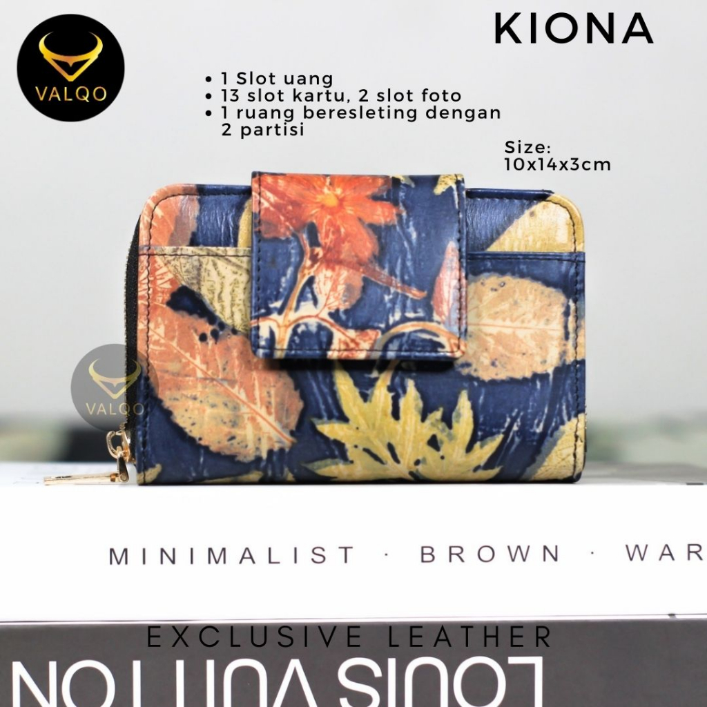 VALQO KIONA Ecoprint Dompet Kulit Sapi Dompet Wanita Dompet kecil Dompet Pendek Dompet Kartu