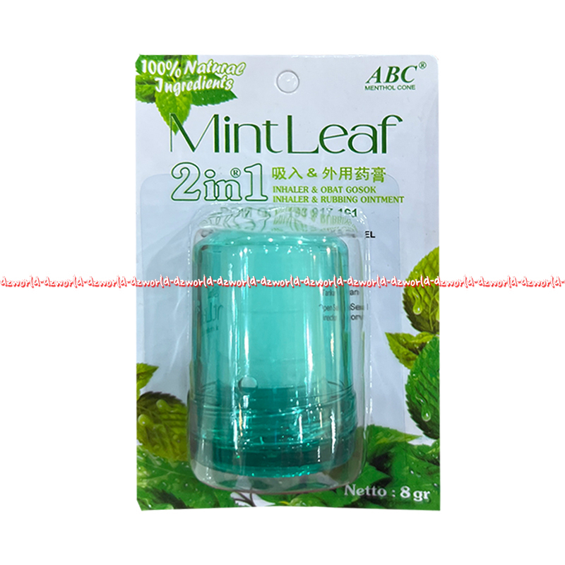 Mintleaf 2in1 8gr Inhaler &amp; Obat Gosok Rubbing Ointment in Haler Abc Mentrol Cone Inhaler dan Obat Gosok Dengan Rasa Methol