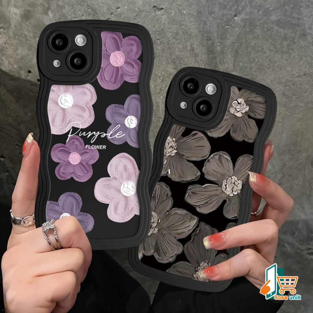 SS833 SOFTCASE SILIKON CASE CASING PURPLE FLOWER OIL PAINTING FOR IPHONE 6 6S 6+ 7 7+ 8 8+ X XS XR 11 12 13 14 PRO 11 12 13 14 PROMAX CS6049