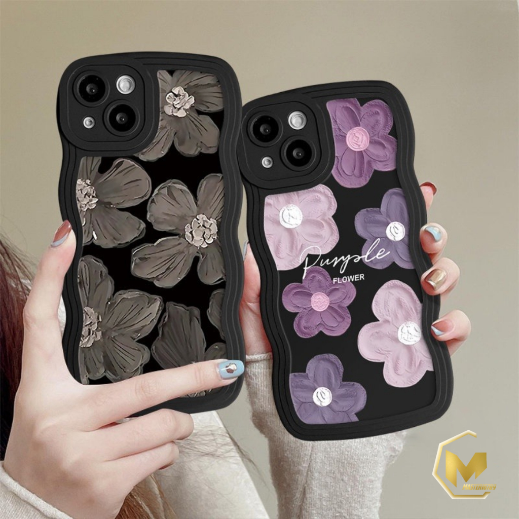 SS833 Softcase Silikon Case Casing Purple Flower Oil Painting For IPHONE IP 6 6S IP 6+ 7 8 PLUS X XS XMAX XR 11 12 13 14 6,1 PRO PROMAX MA4976