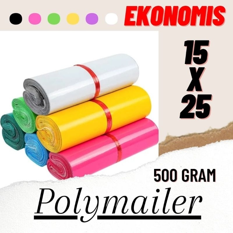 PLASTIK POLYMAILER 15x25 EKONOMIS ISI 100 LBR OLSHOP / PLASTIC PACKING ONLINE SHOP