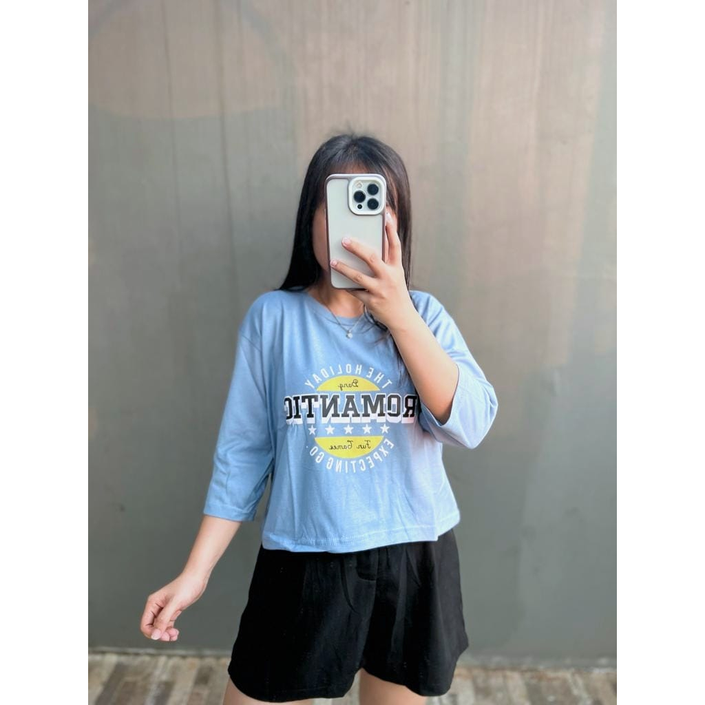 CROP TOP POLOS LENGAN PANJANG ONECK COTTON | BAJU KAOS TUMBLR CROP TEE TSHIRT KAOS KOREA FASHION WANITA