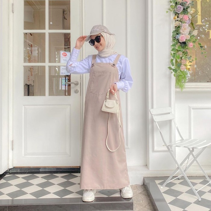 DS - ANYA OVERALL BASIC POLOS WANITA / AC OVERALL ROK MUSLIMAH KOREAN  STYLE / Baju Kodok Anya Overall Overal Rok Wanita Motif Polos