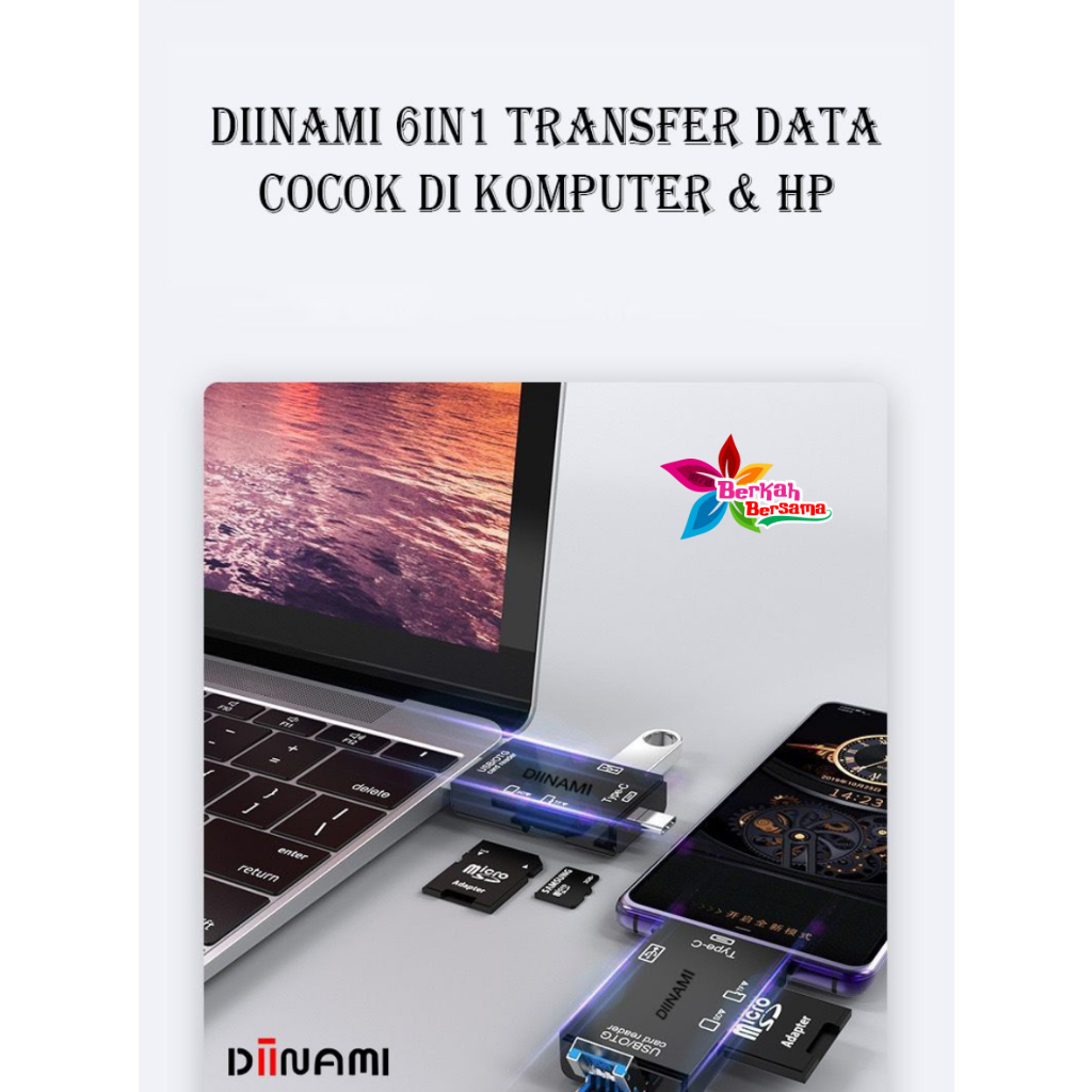 DIINAMI High Speed 6 in 1 OTG Card Reader USB 3.0 SD TF Micro SD Card Reader Type C Micro OTG Card Reader BB8575