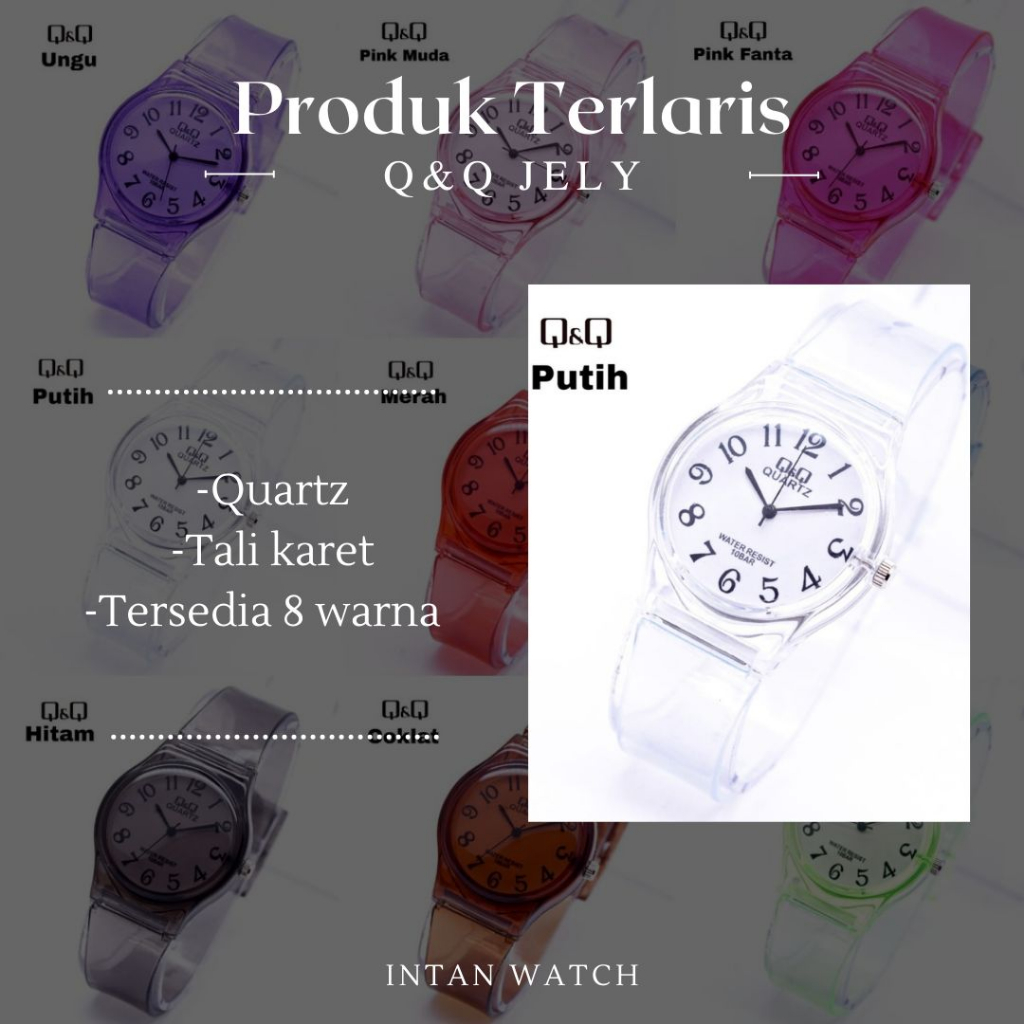 PROMO Jam Tangan Q&Q Angka Rubber Transparant Transparan Bening Karet Murah QQ Best Seller Jelly