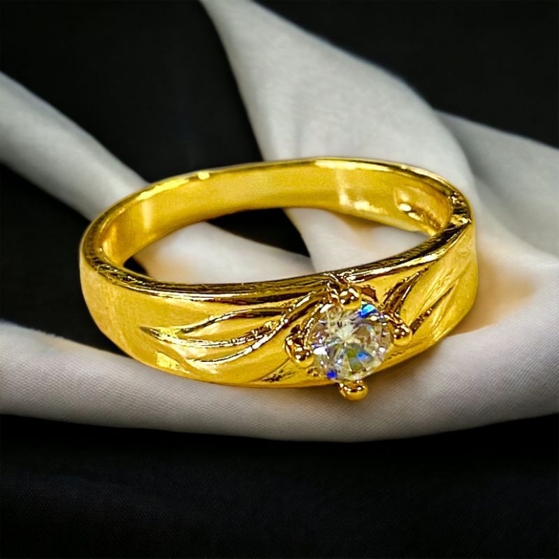 cincin permata satu//cincin perhiasan lapis emas//cincin