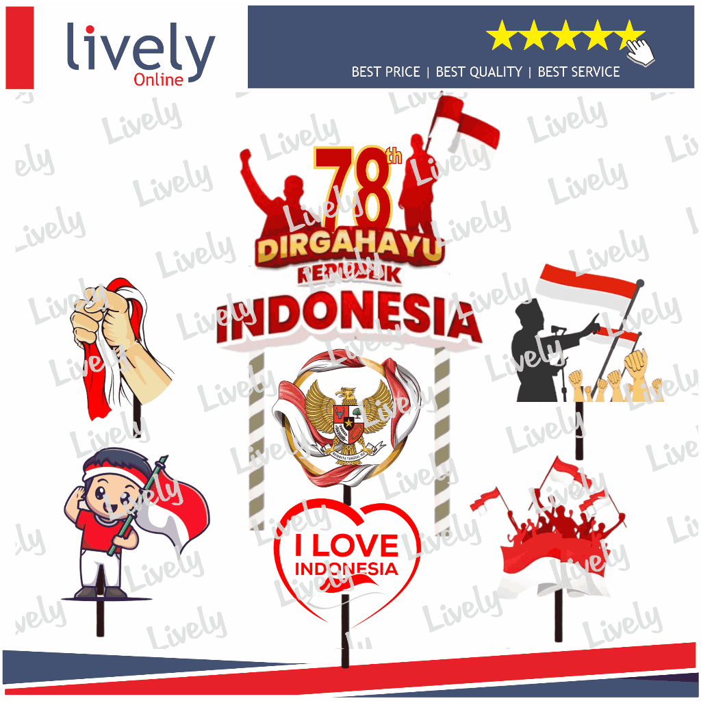 CUSTOM CAKE TOPPER KEMERDEKAAN HIASAN DIRGAHAYU RI