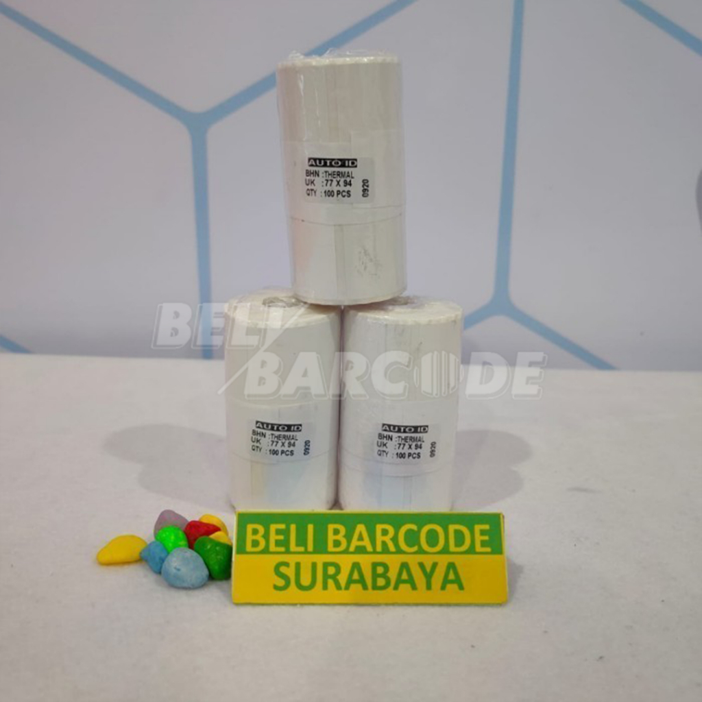 STIKER LABEL BARCODE THERMAL 77 X 94 - 77mm X 94mm CORE KECIL 100pcs