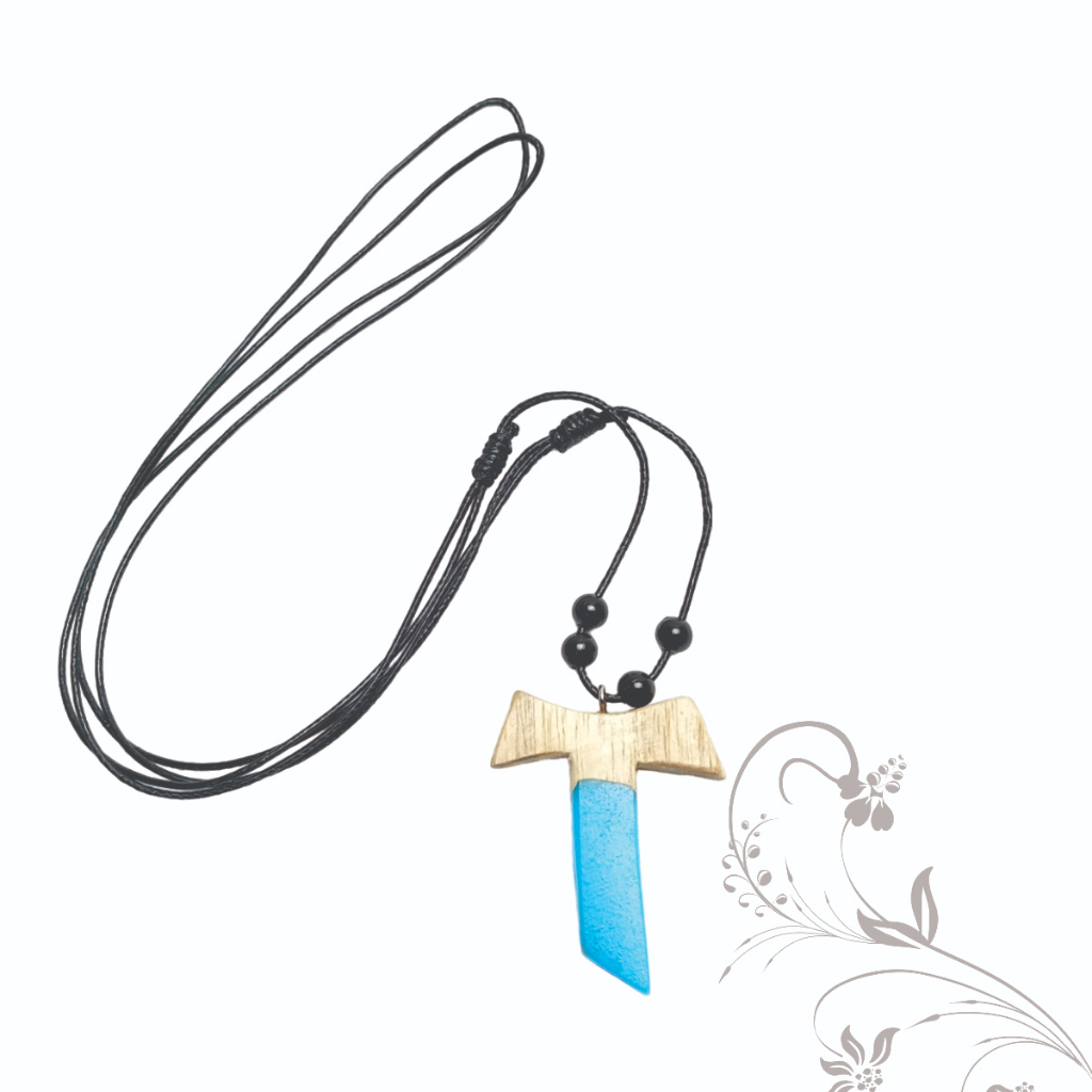 Kalung Salib Kayu Resin T/Kayu Epoxy/Liontin Salib Katolik/Kontas Rosario Katolik/Kalung Salib Tali