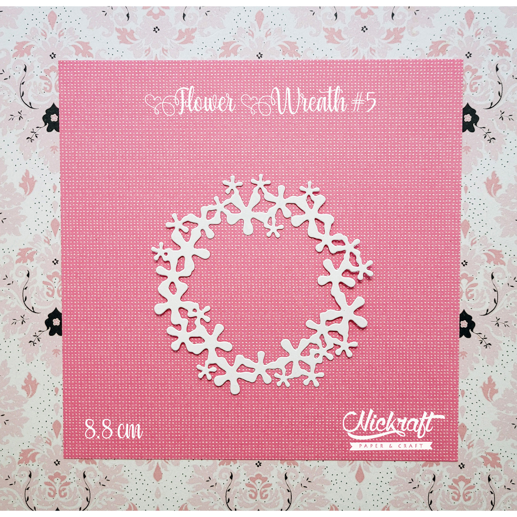 

FLOWER WREATH #5 - Hiasan Scrapbook Jurnal Die Cut Circle