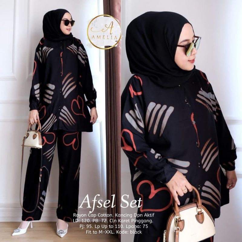 Setelan Rayon Adem Premium Kancing Depan Oneset Kerah Lengan Panjang Setelan Jumbo Wanita Terbaru