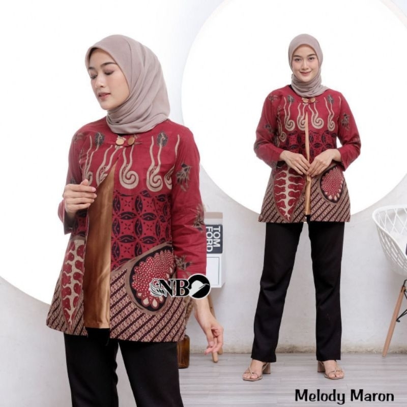 tey-17 Batik wanita ASJ SA HRB026 Kenongo Kemeja Tosca Pendek