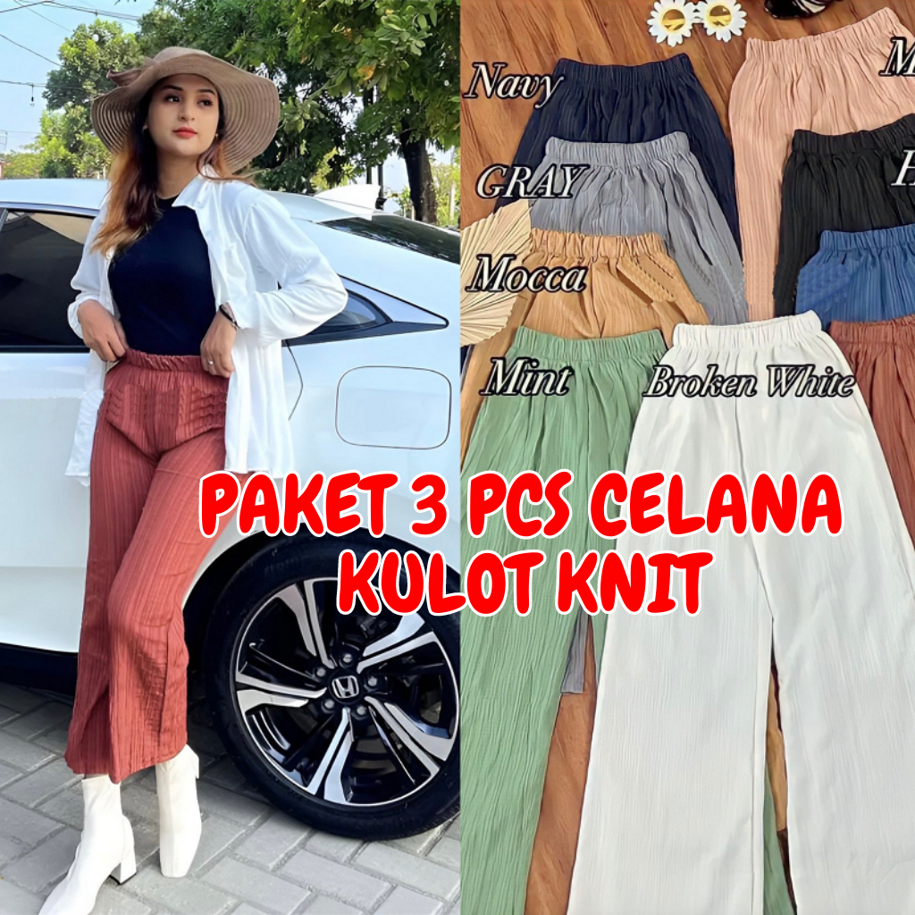 PAKET 100RB DAPAT 3 PCS CELANA KULOT CUTBRAY BAHAN LADY CRUSH / CELANA LOOSE PANTS TERBARU