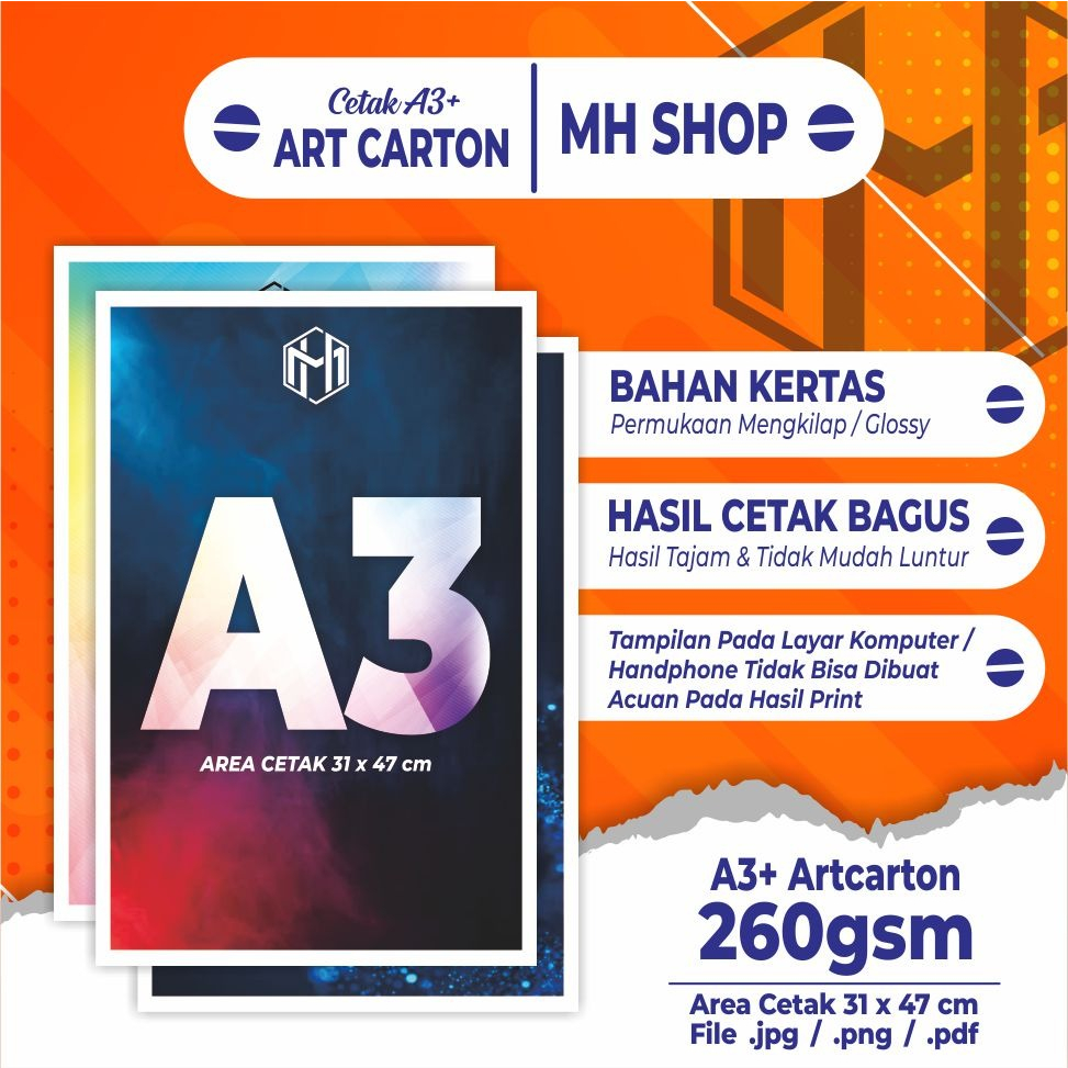 

PRINT A3+ / CETAK A3+ BAHAN ART CARRTON 260gr