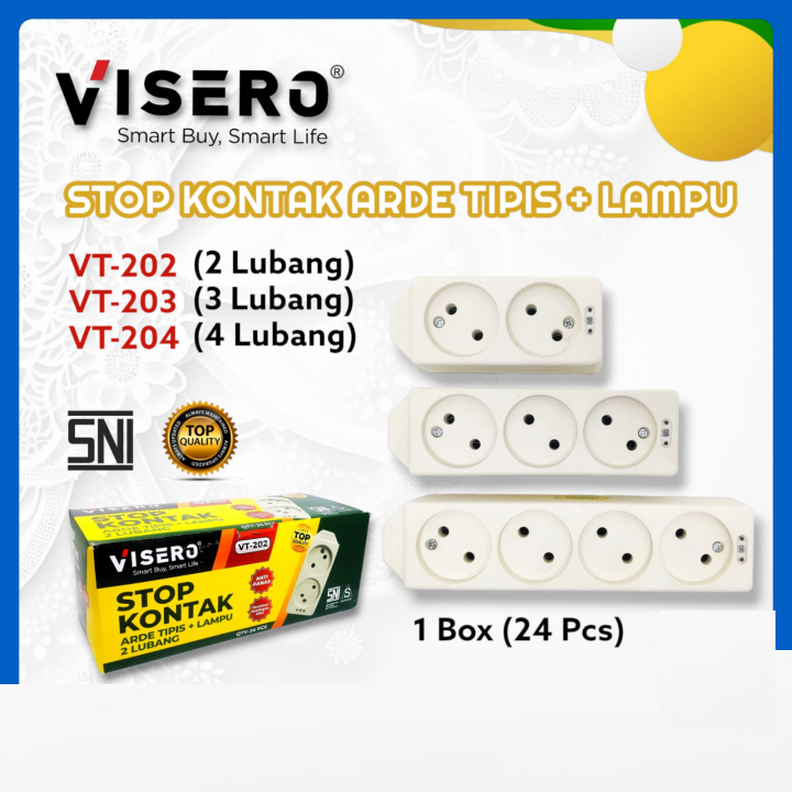 Stop Kontak 3 Lubang VISERO / Stop Kontak Gepeng 3 Lubang Visero