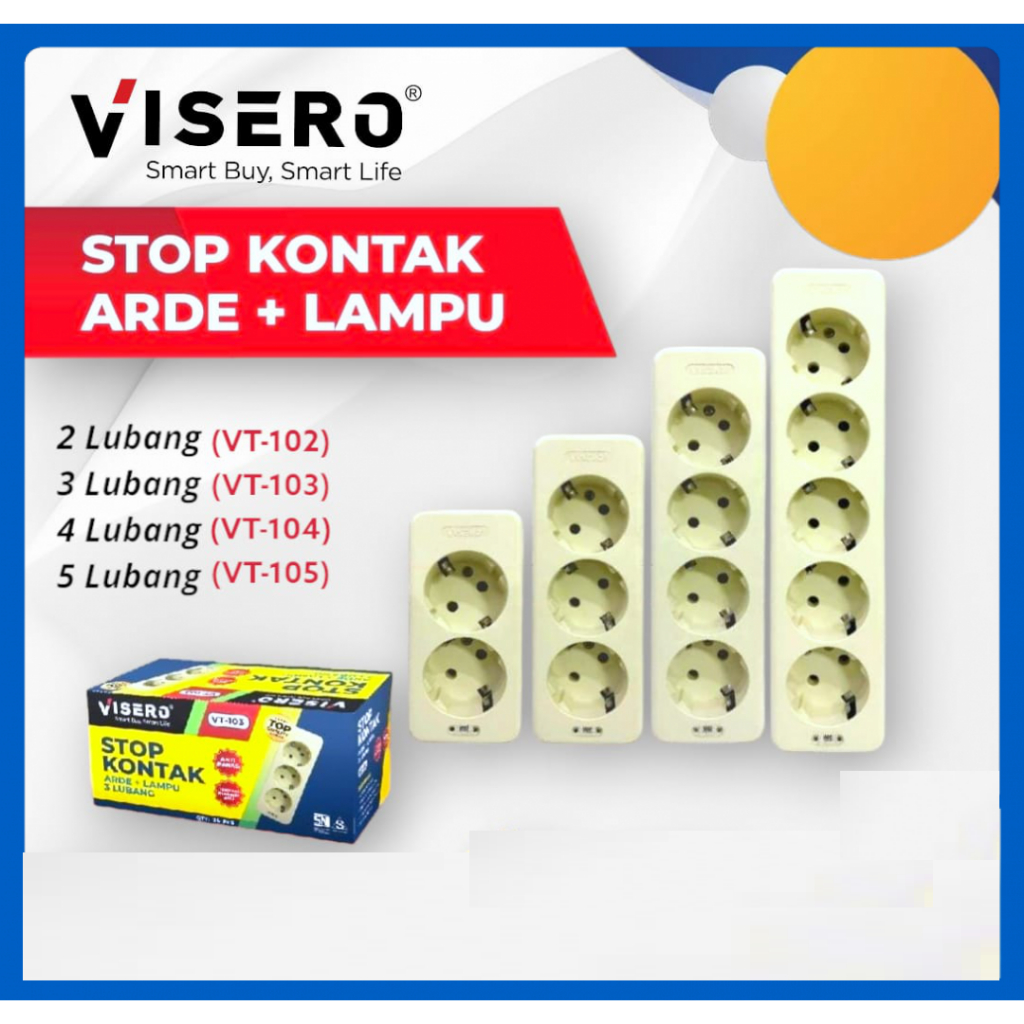Stop Kontak 3 Lubang + Lampu Visero VT-103 / Stop Kontak Arde 3Lubang + Lampu VT103