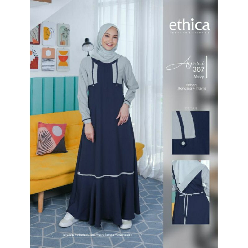 Ethica Ayumi 367 Navy Ethica Ayumi 367 Brown Baju Muslim Gamis Dress Premium Terbaru Ori Lebaran 2023